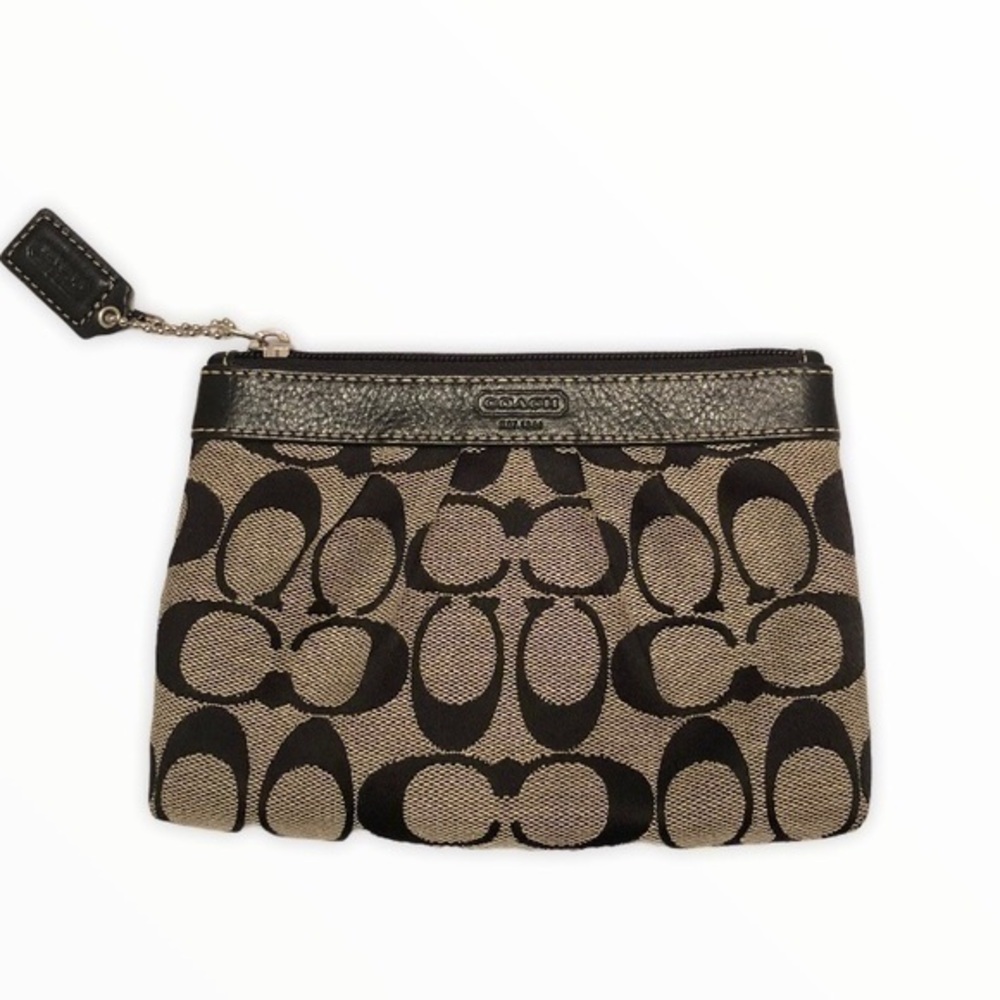 Coach signature black gray mini bag cosmetic pouch